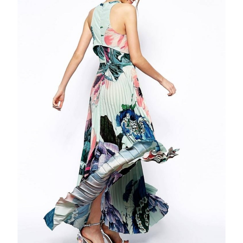 ASOS Floral Crop Layer Pleated Maxi Dress - 6